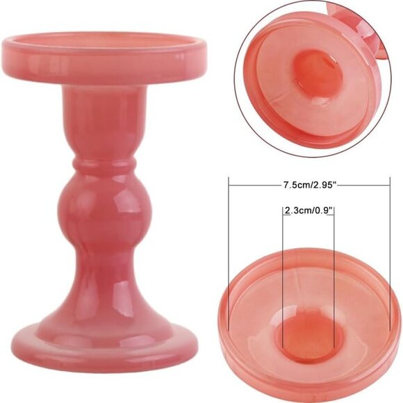 3-Piece Set of Glass Candlestick, Crystal Candlestick Holder (PINK) / Brand new - Picture 7 of 7